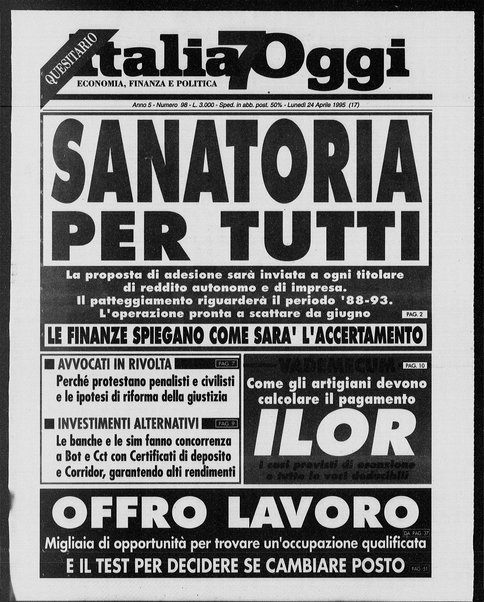 Italia oggi : quotidiano di economia finanza e politica